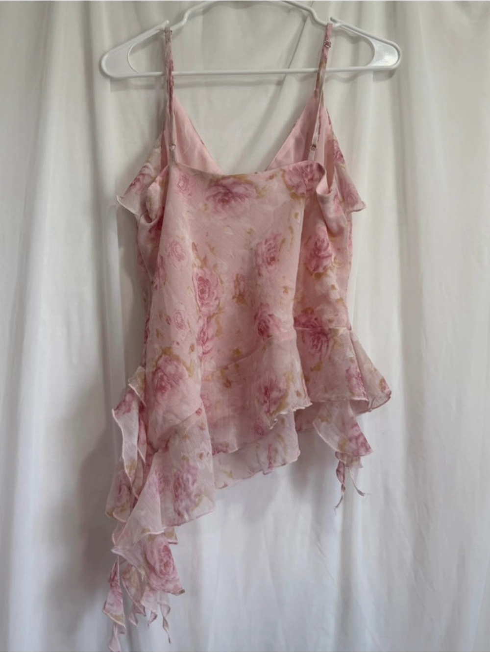 Romantic Pink Floral Ruffle Cami - Picture 2 of 2